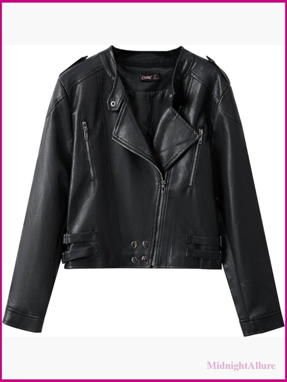 Faux Leather Moto Biker Blazer Jacket Long Sleeve Zip Up Asymmetric